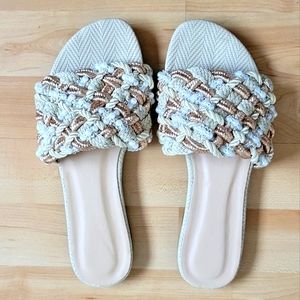 SHEIN Metallic Woven Sandals